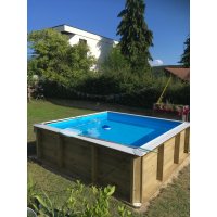 Mini-Holzpool mit Poolabdeckung (2 x 2 m)