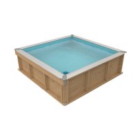 Mini-Holzpool mit Poolabdeckung (2 x 2 m)